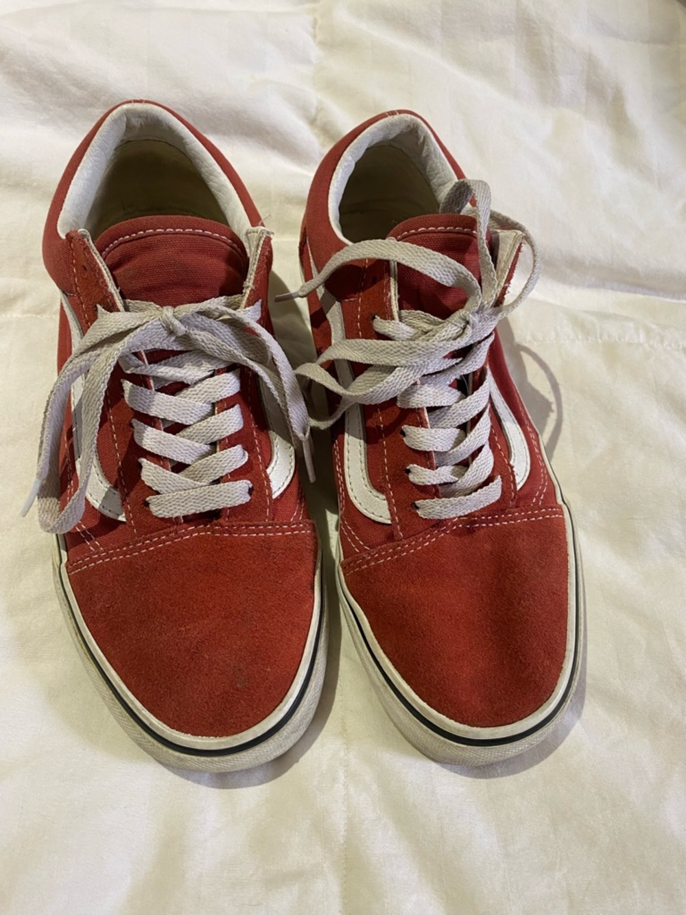 Vans Red and White Old Skool Sneakers